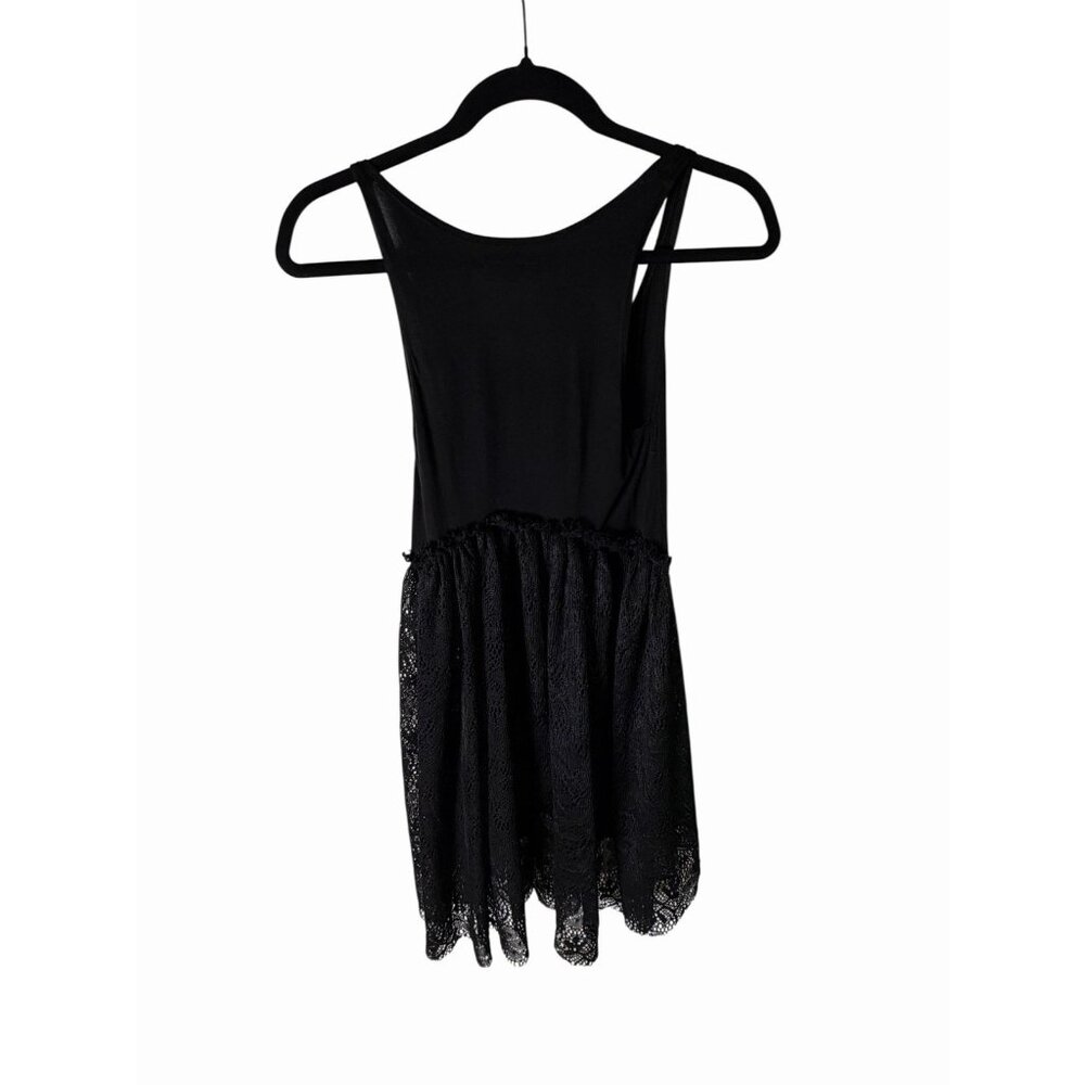 Lauren Moshi Tank Top w/lace sides and back black size XS NEW - Picture 2 of 5
